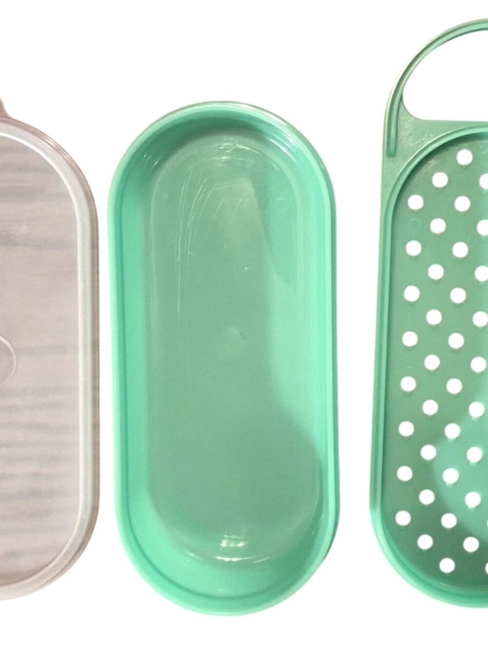 Vintage Jadeite Green Tupperware 3pc Cheese Grater Shredder